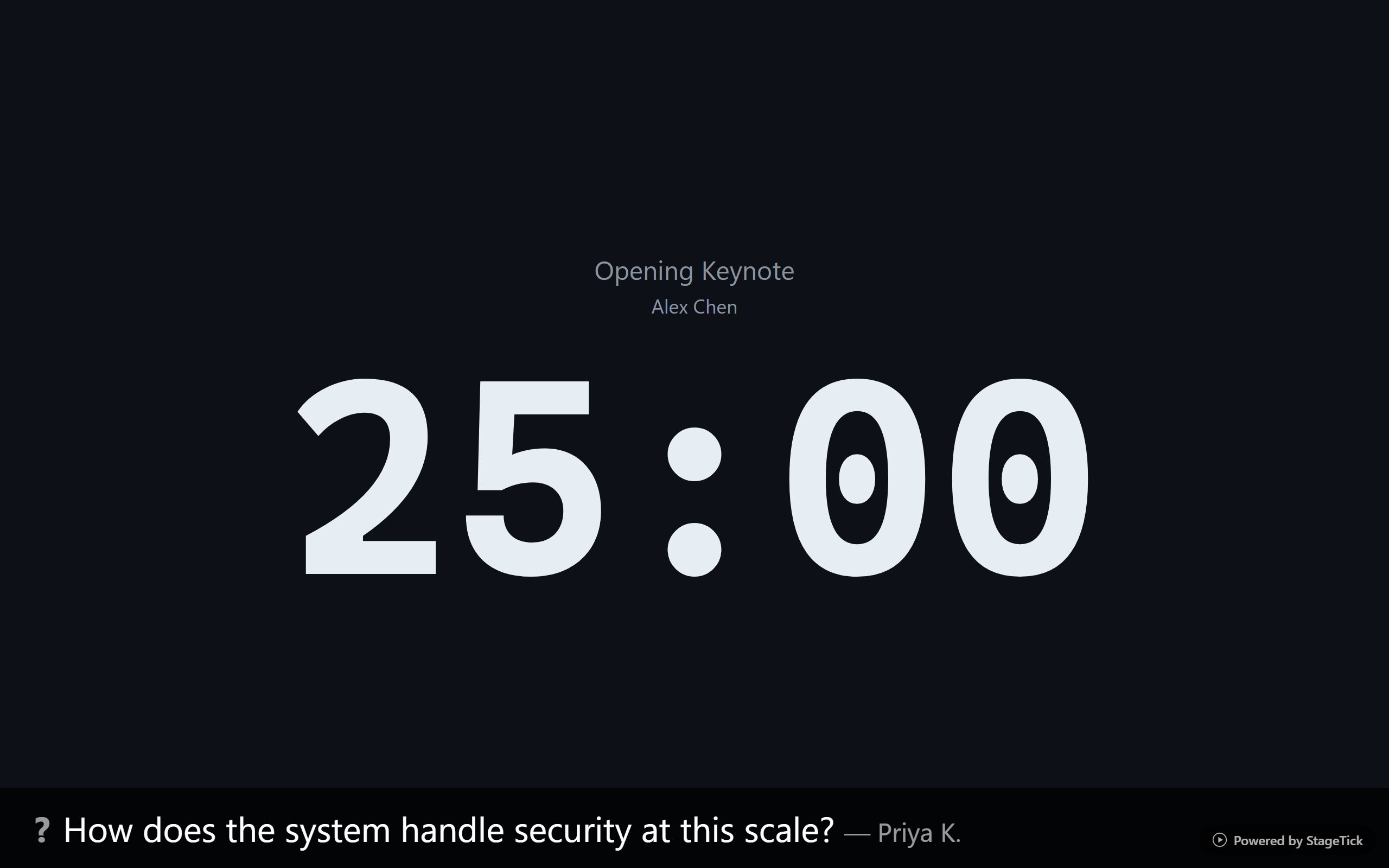 Cue message displayed on the Fullscreen output view