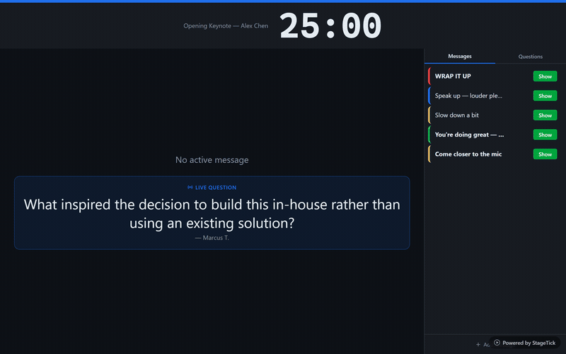Cue Messages in StageTick