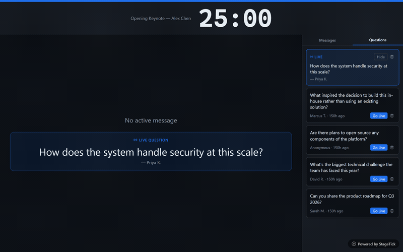 Q&A System in StageTick